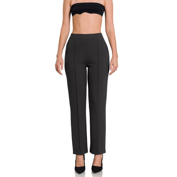 ZENANA WOMEN'S STRETCH PULL-ON SCUBA CREPE DRESS PANTS BLACK - Picture 1 of 6